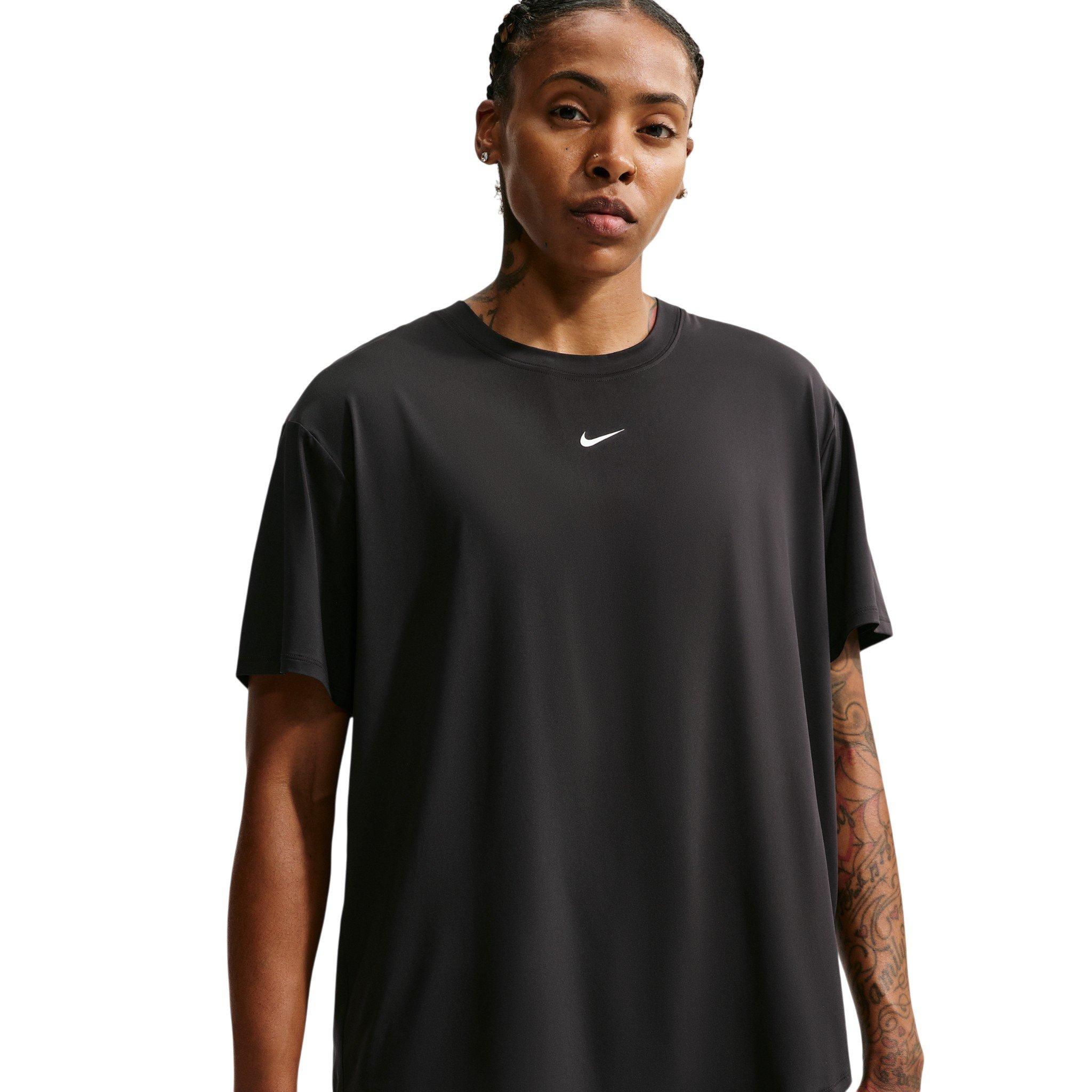 Nike Women's One Dri-FIT Short Sleeve Open Back Top - Black/White - BLACK/WHITE